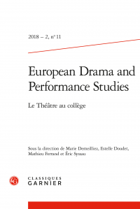 European Drama and Performance Studies, 2018 – 2, n° 11 : 