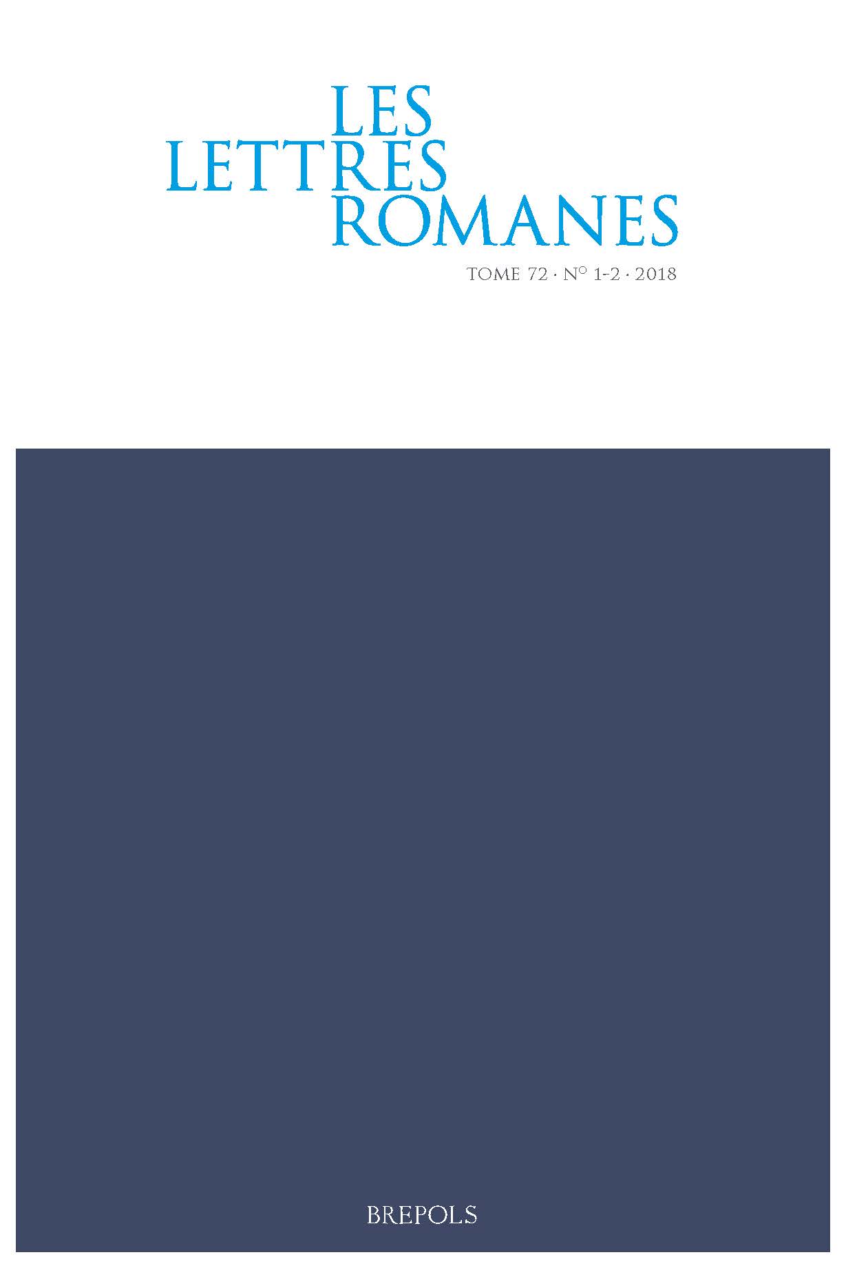 Les Lettres romanes, n° 72.1-2 (2018)