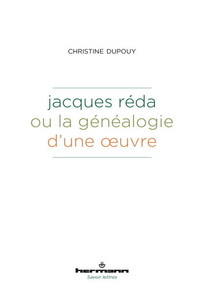 C. Dupouy, Jacques Réda, ou la généalogie d'une œuvre