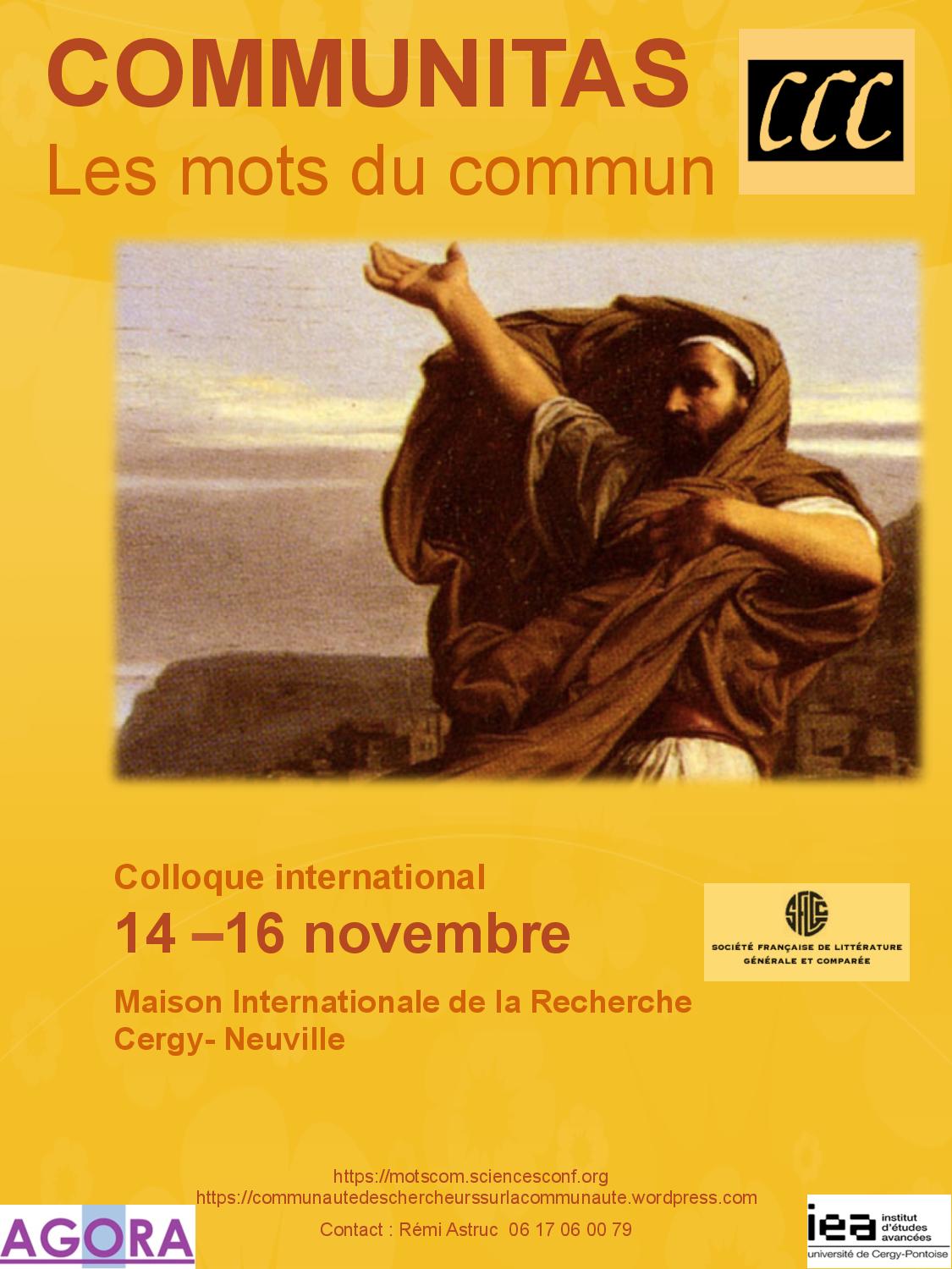 Communitas, les mots du commun (congrès SLFGC, Cergy)