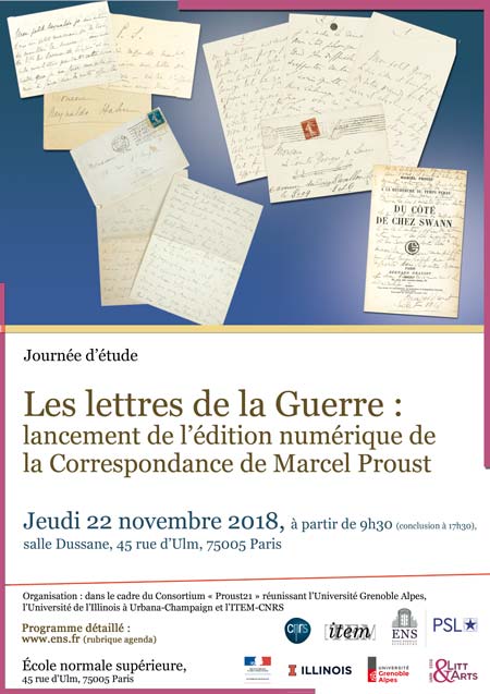 Les lettres de la Guerre. Lancement de l’édition numérique de la Correspondance de Marcel Proust (ENS Paris)