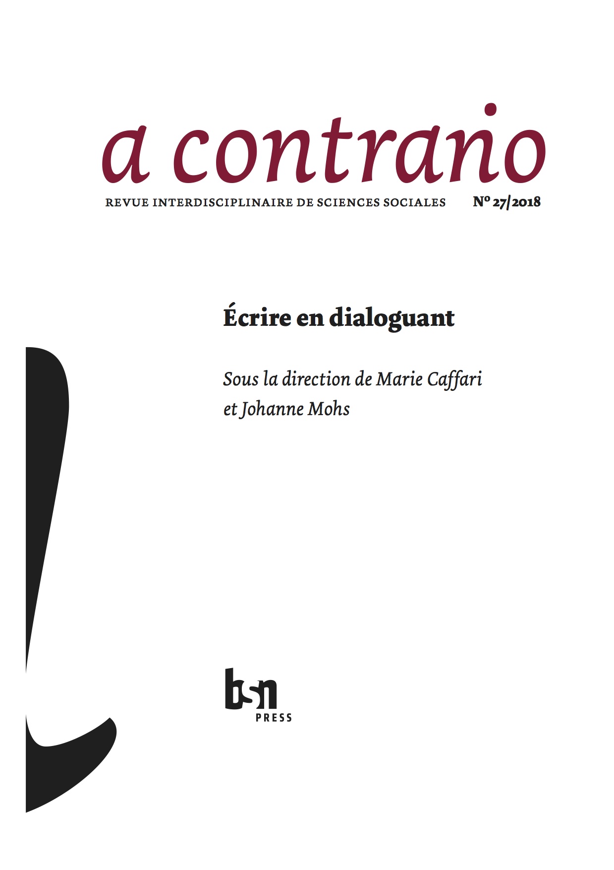 a contrario, n° 27 (2018/2): Ecrire en dialoguant