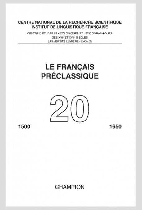 Le Français pré-classique, n° 20