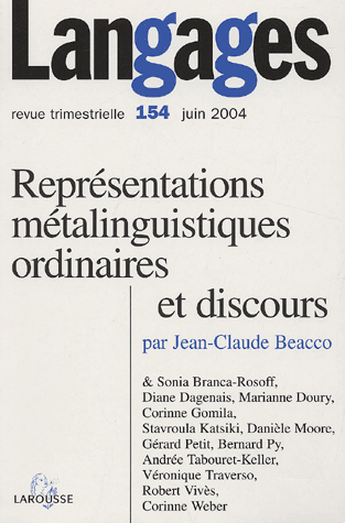 Langages n° 154 : Représentations métalinguistiques ordinaires et discours