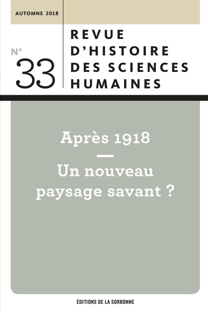 Revue d'histoire des sciences humaines (RHSH), n° 33: 