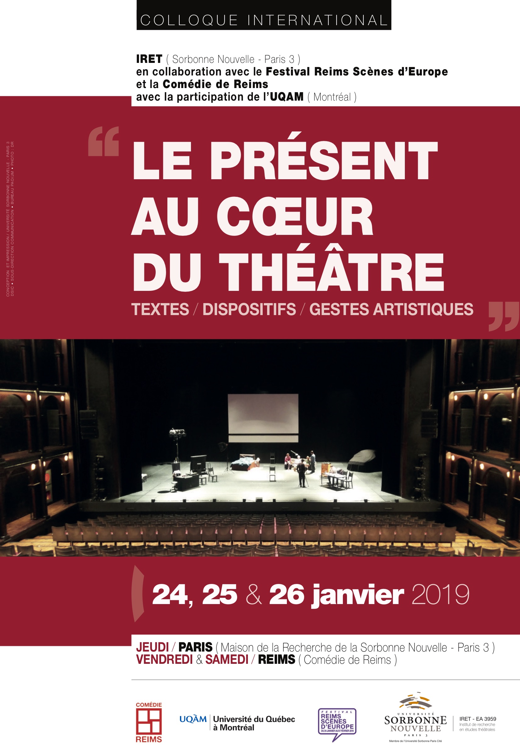 Le présent au cœur du théâtre : textes / dispositifs / gestes artistiques (Paris et Reims)