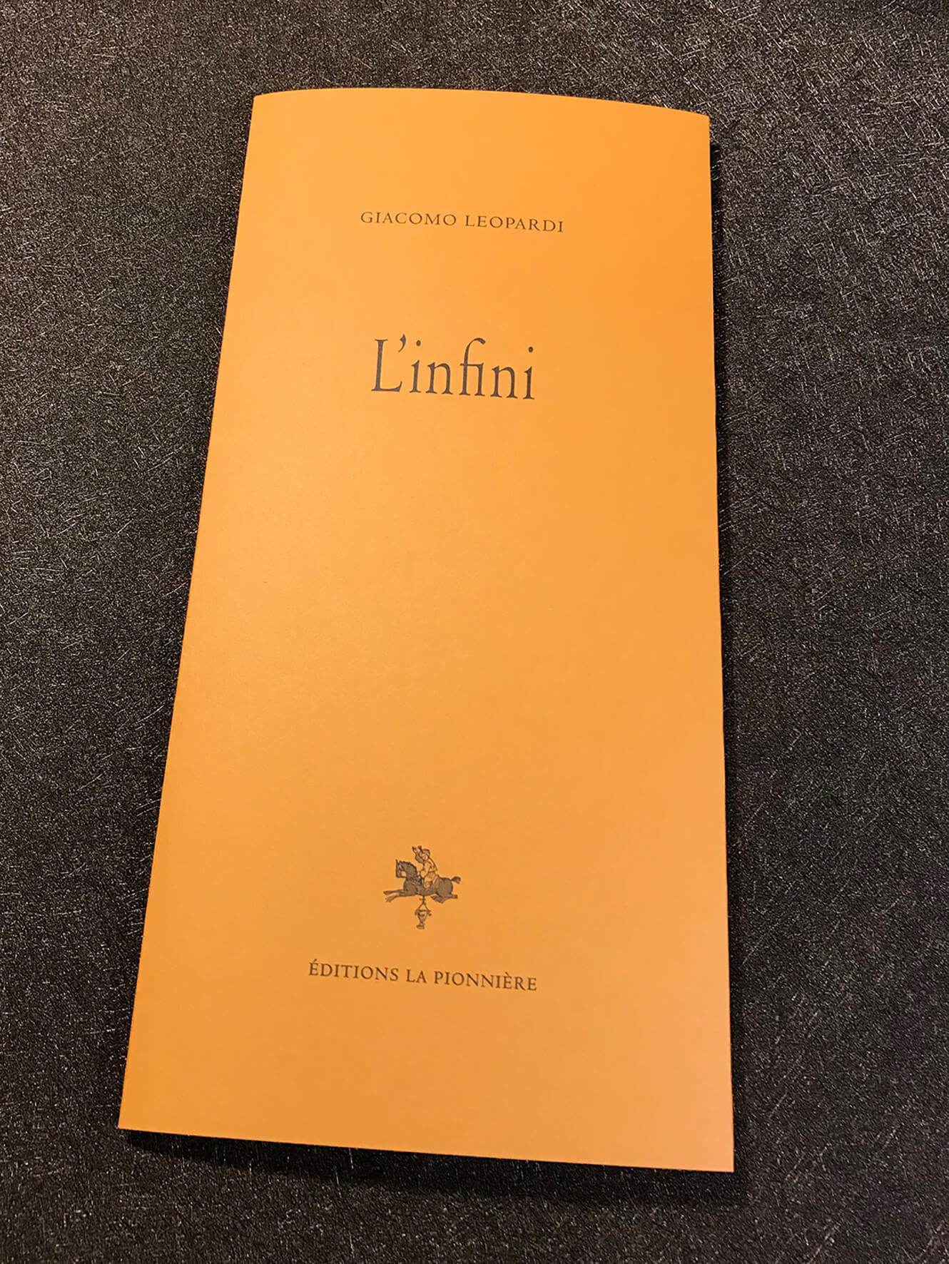 Giacomo Leopardi, L'Infini (éd. P. Roux)