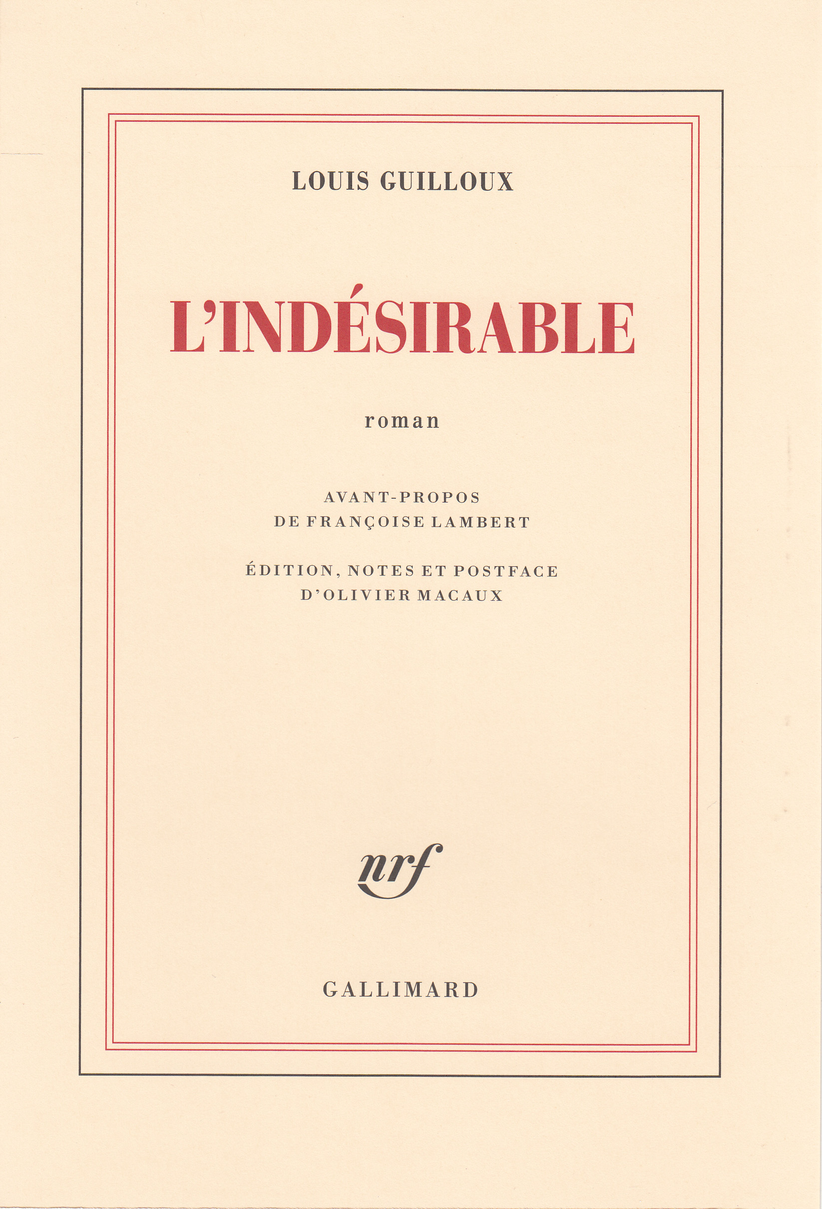 L. Guilloux, L'Indésirable (1923, inédit)
