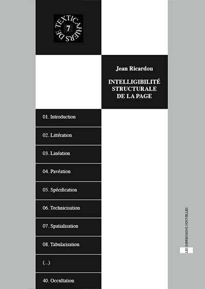 Jean Ricardou, série Textica, t. 7, Intelligibilité structurale de la page