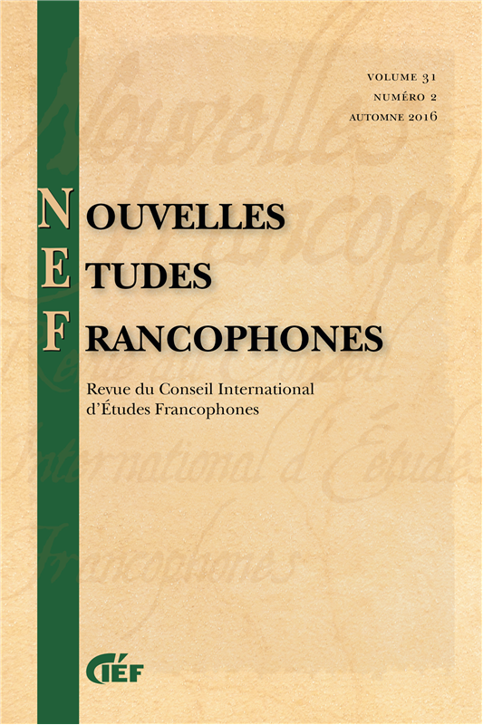 Nouvelles Etudes Francophones, vol.33, n°2 : 