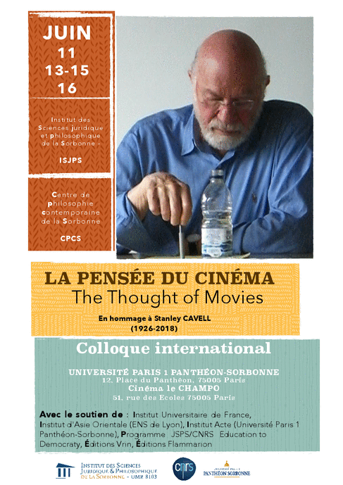 Stanley Cavell. La pensée du cinéma/ The thought of movies (Paris 1)