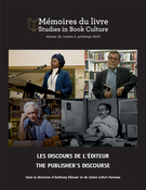 Mémoires du livre/Studies in Book Culture, vol. 10-2: