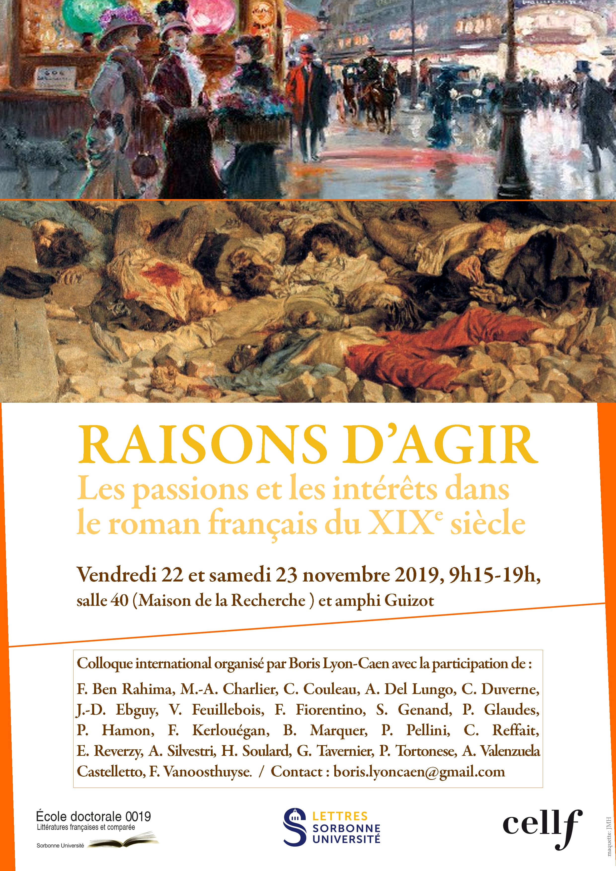 Raisons d'agir : les passions et les intérêts dans le roman français du XIXe siècle