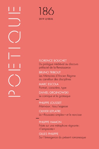 Poétique, n° 186, 2019-2