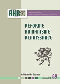 Réforme, Humanisme, Renaissancei, n° 89: 