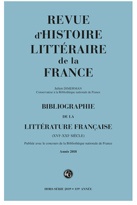 Bibliographie de la littérature française, Année 2018