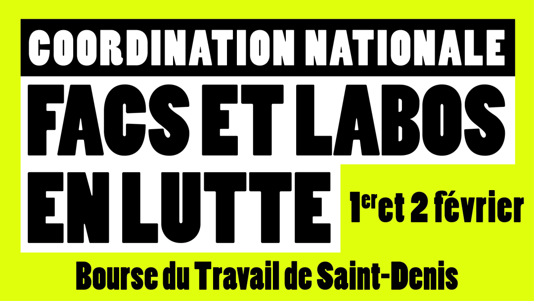 [France] Motion de la coordination nationale des facs et labos en lutte réunie les 1er et 2 février 2020 à Saint-Denis