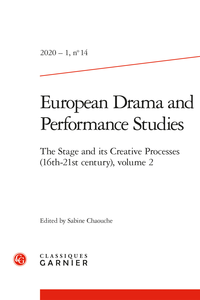 European drama and performance studies, n°14/1 : 