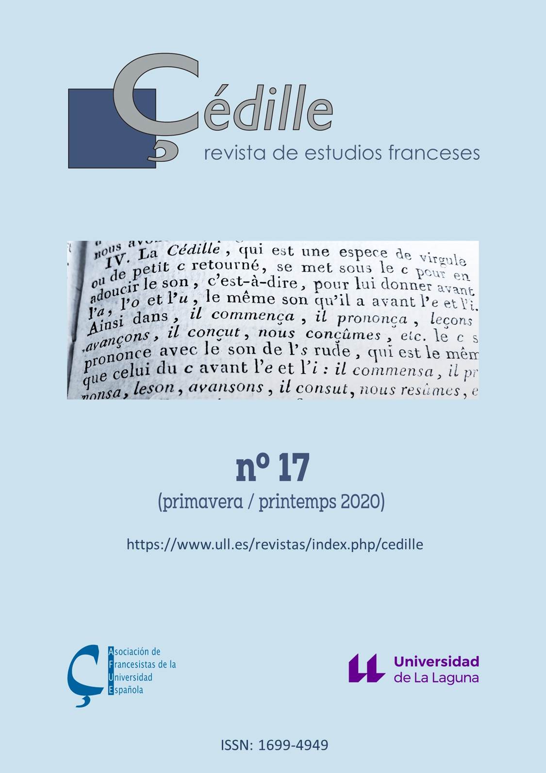 Çédille, revista de estudios franceses, n° 17