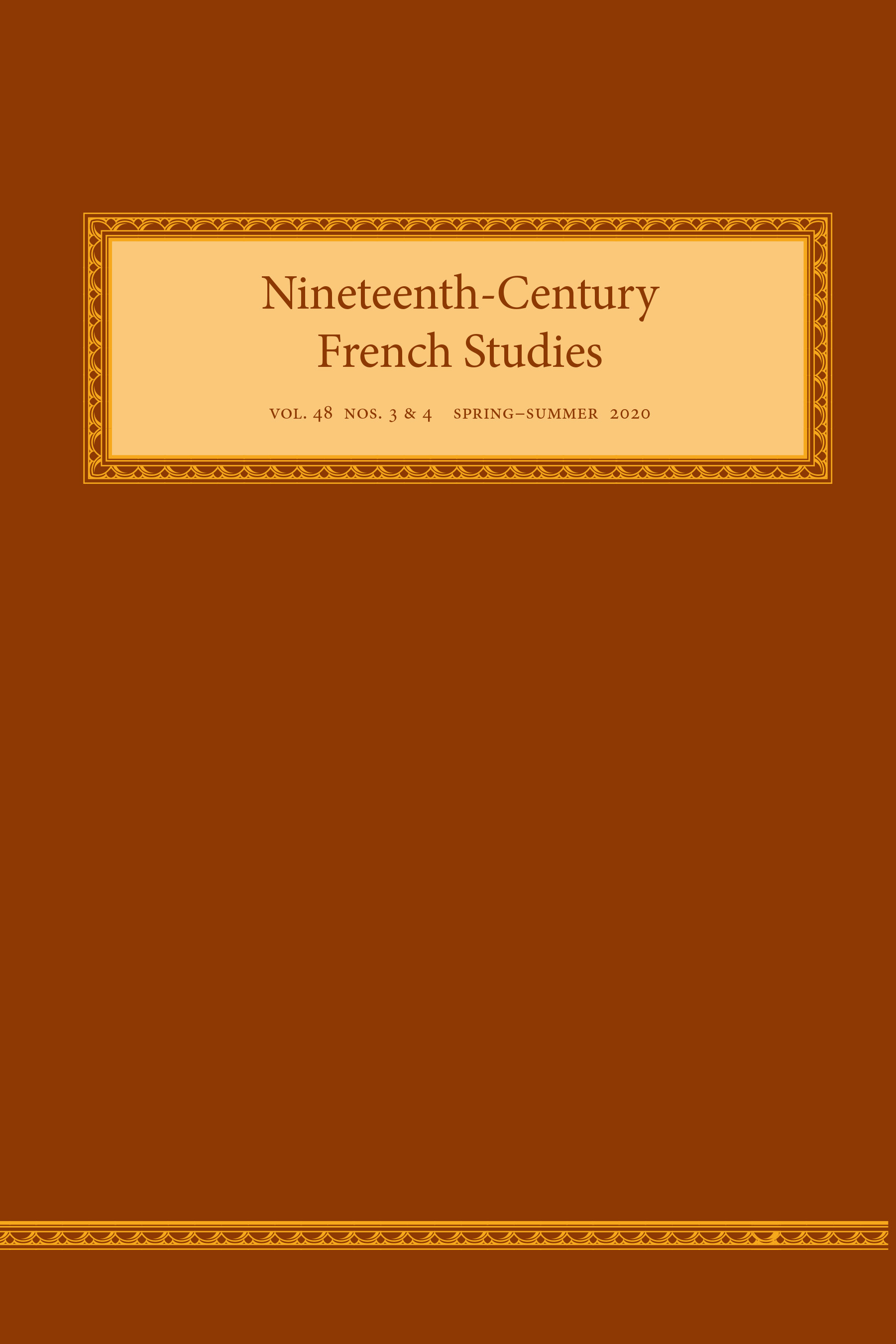 Nineteenth-Century French Studies, vol. 48, n° 3-4 (2020)