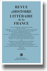 Revue d’Histoire littéraire de la France, 2020-2: 