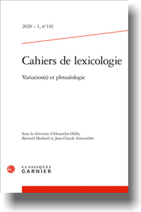 Cahiers de lexicologie 2020 -1, n° 116: 