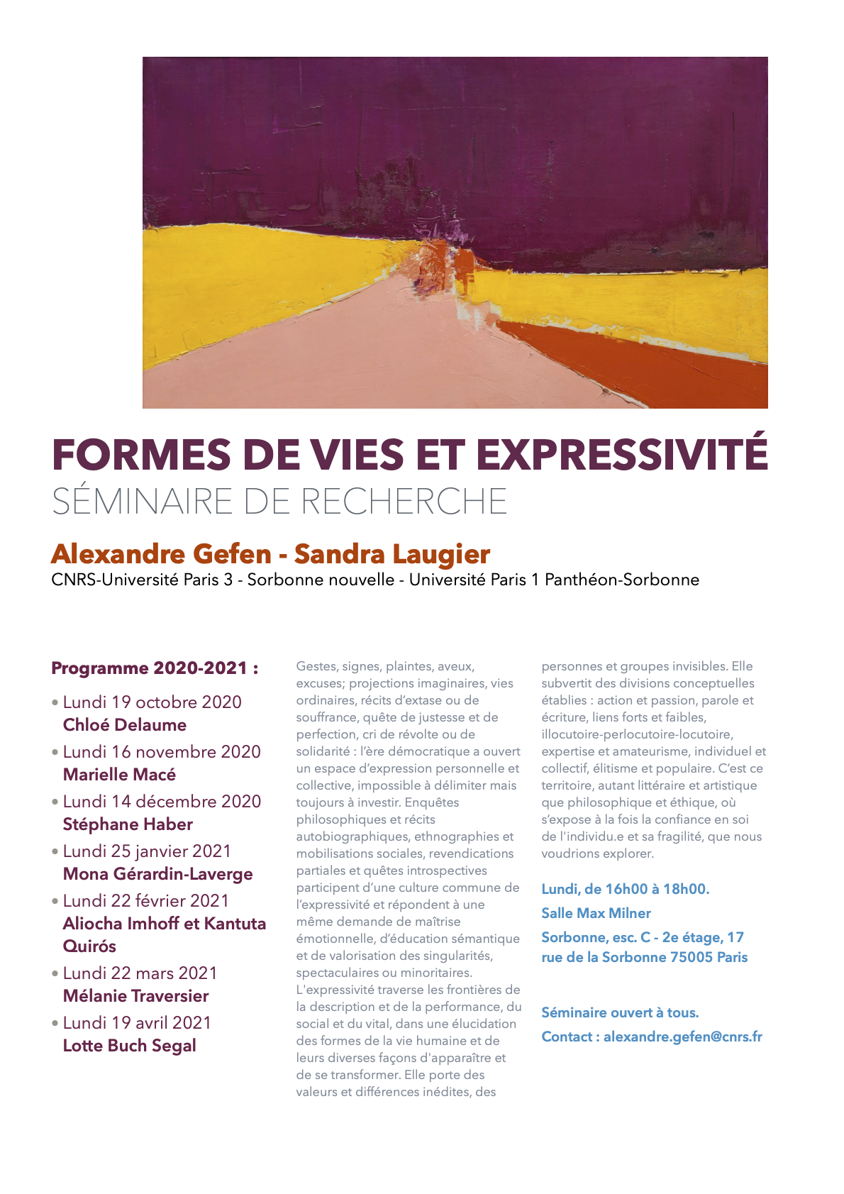 Lotte Buch Segal (Formes de vies et Expressivité - ​Séminaire de recherche 2020-2021)     