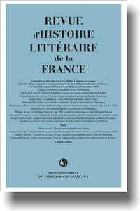Revue d’histoire littéraire de la France, 4-2020 :