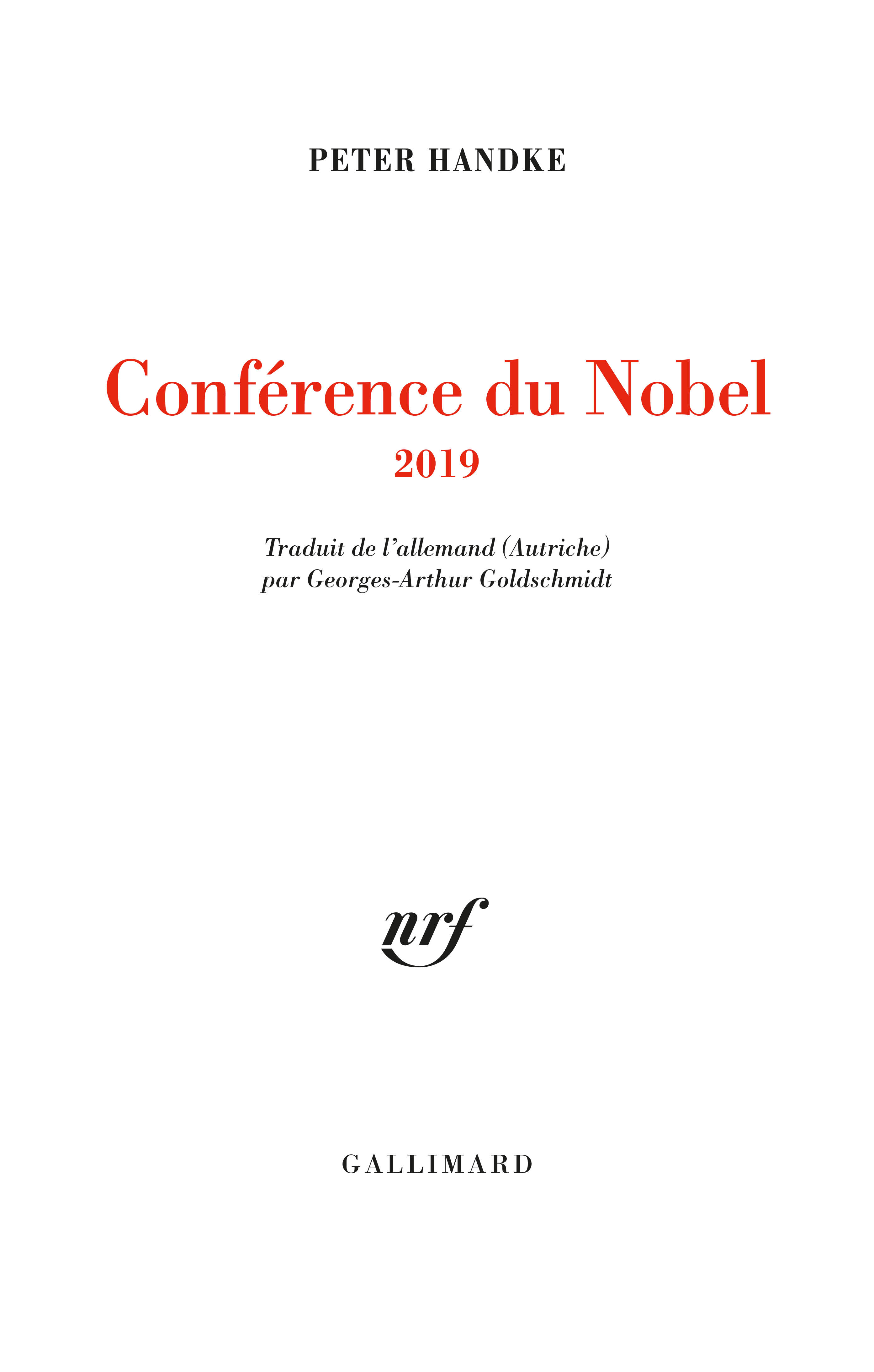 P. Handke, Conférence du Nobel